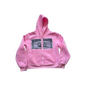 Pink Social Security Zip Up Hoodie Streetwear Statement Piece